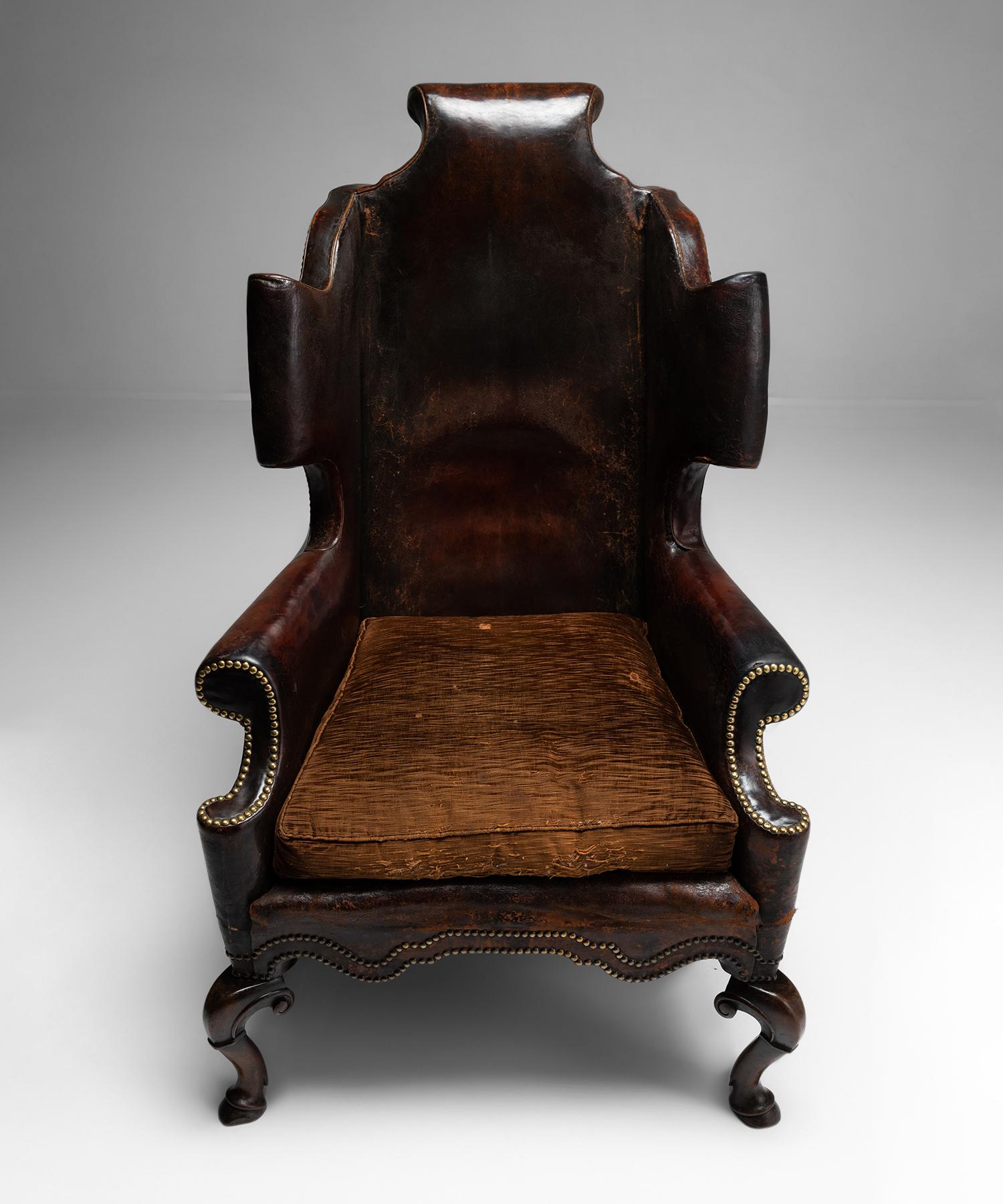 Monumental Leather Wingback Chair 3