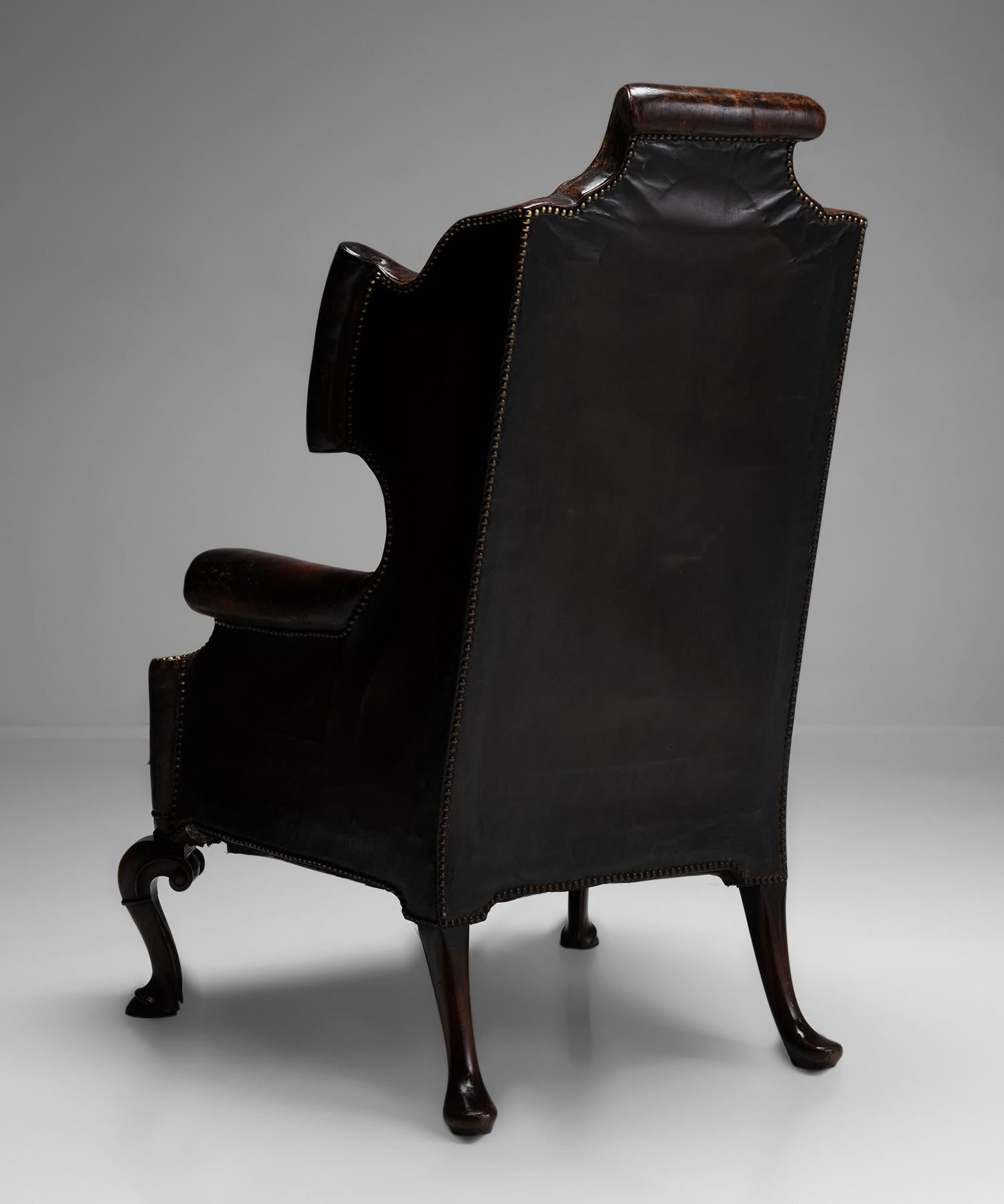 Monumental Leather Wingback Chair 1