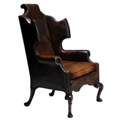 Monumental Leather Wingback Chair
