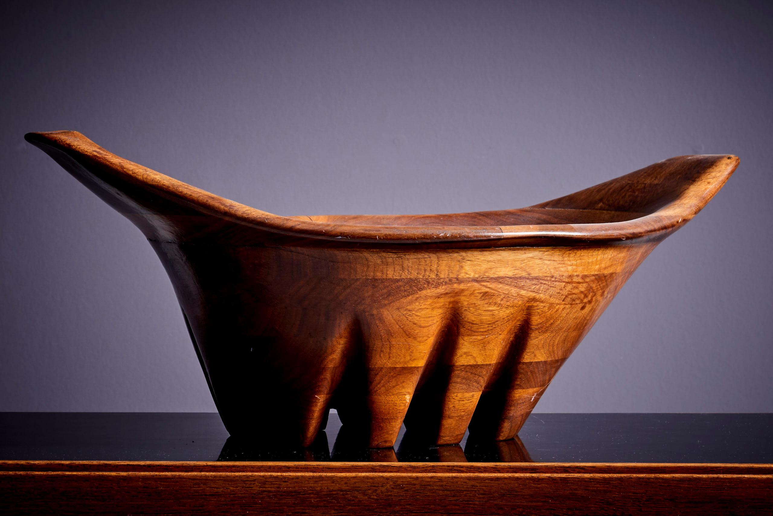 Mid-20th Century Unique Lee Swennes Studio Set of Two Large Bowl and Cup in Walnut, US, 1960s For Sale