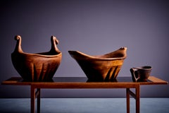 Unique Lee Swennes Studio Set of Two Large Bowl and Cup in Walnut, US, 1960s