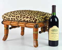 Einzigartiger Fußhocker mit Leopardenmuster aus dem englischen Ästhetizismus und Kunstbambus