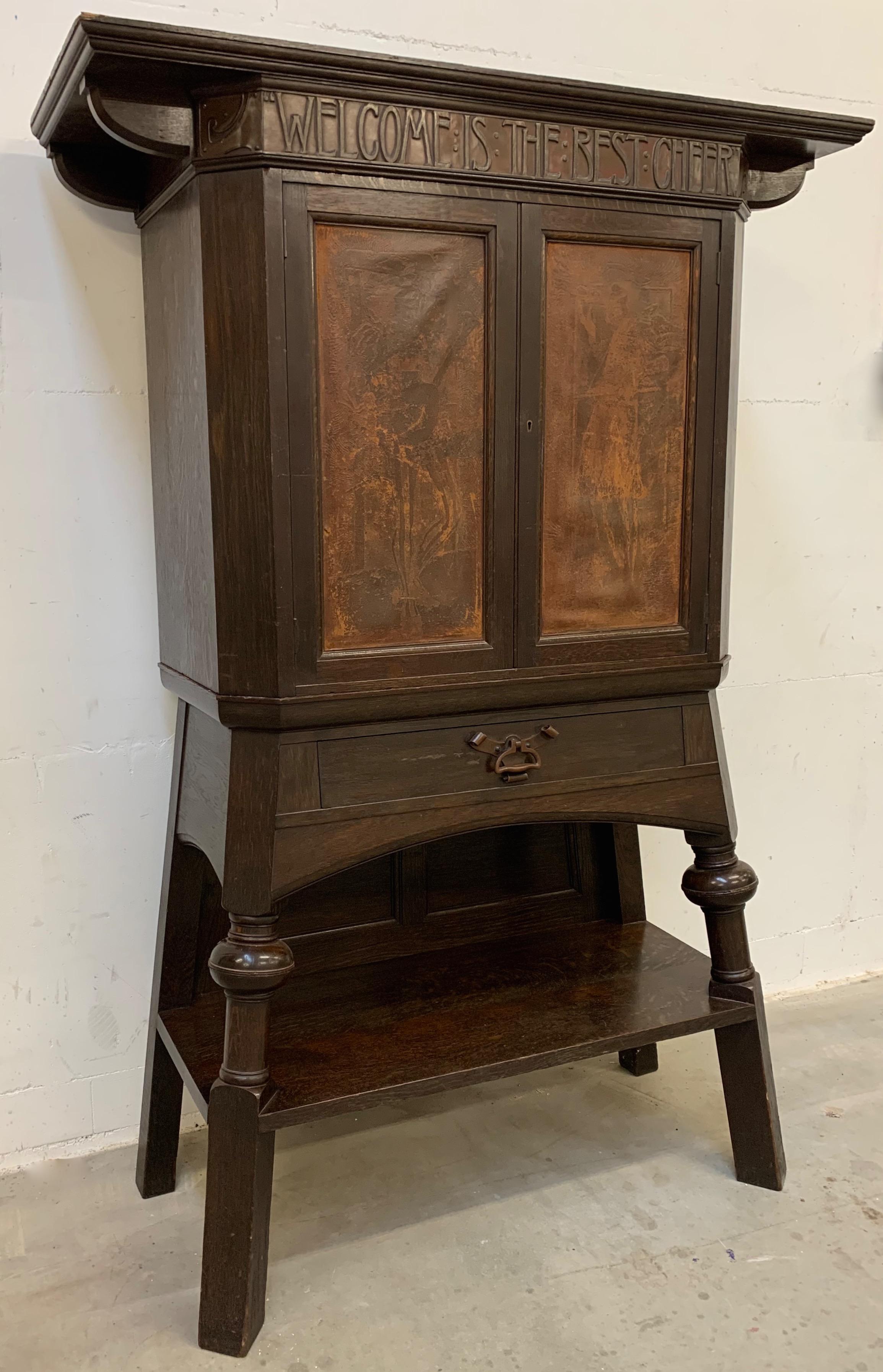Unique Liberty & Co Marked Great Arts & Crafts Cabinet Attr. to Leonard Wyburd For Sale 1
