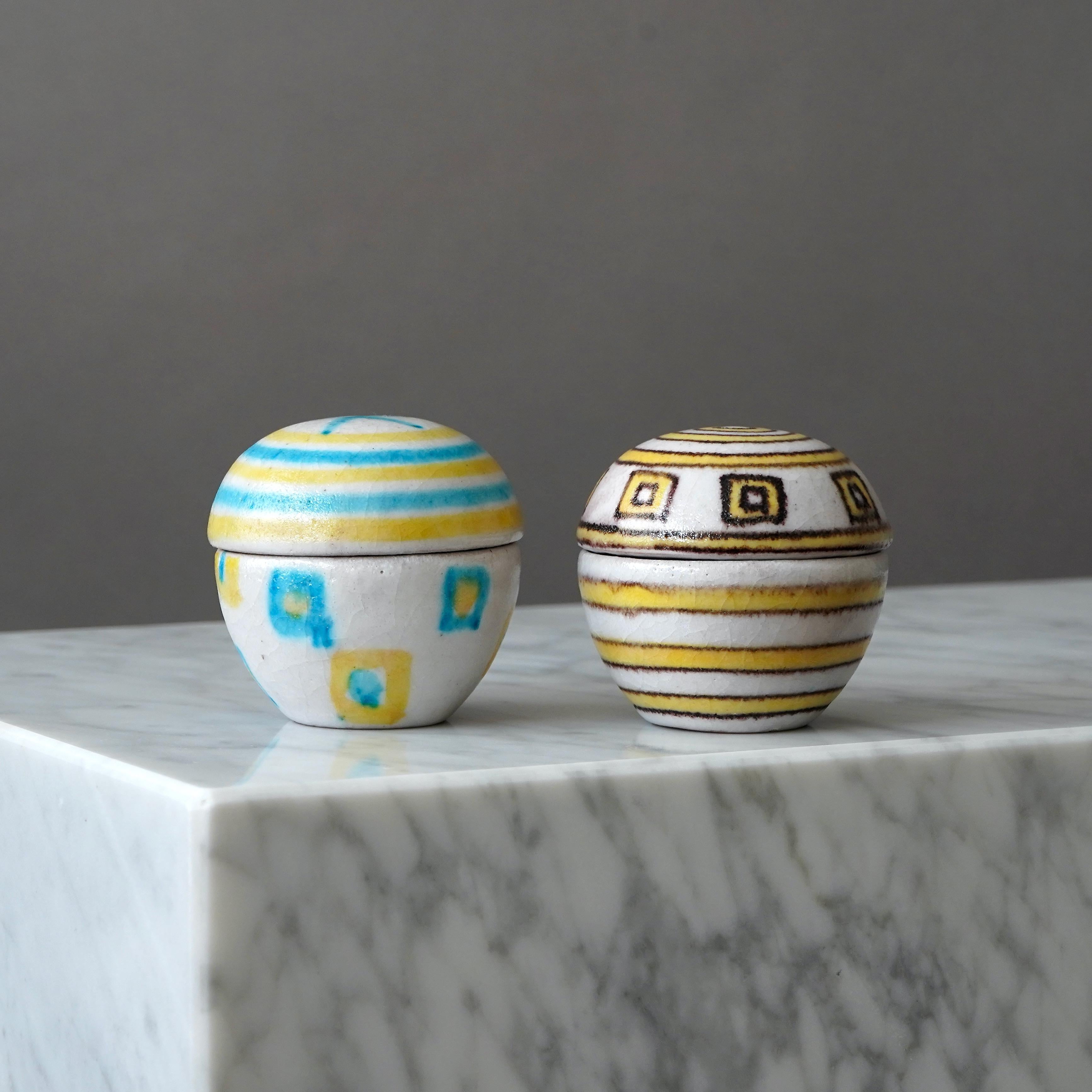 Unique Lidded Ceramic Boxes by Guido Gambone. Florence, Italy, 1950s 1