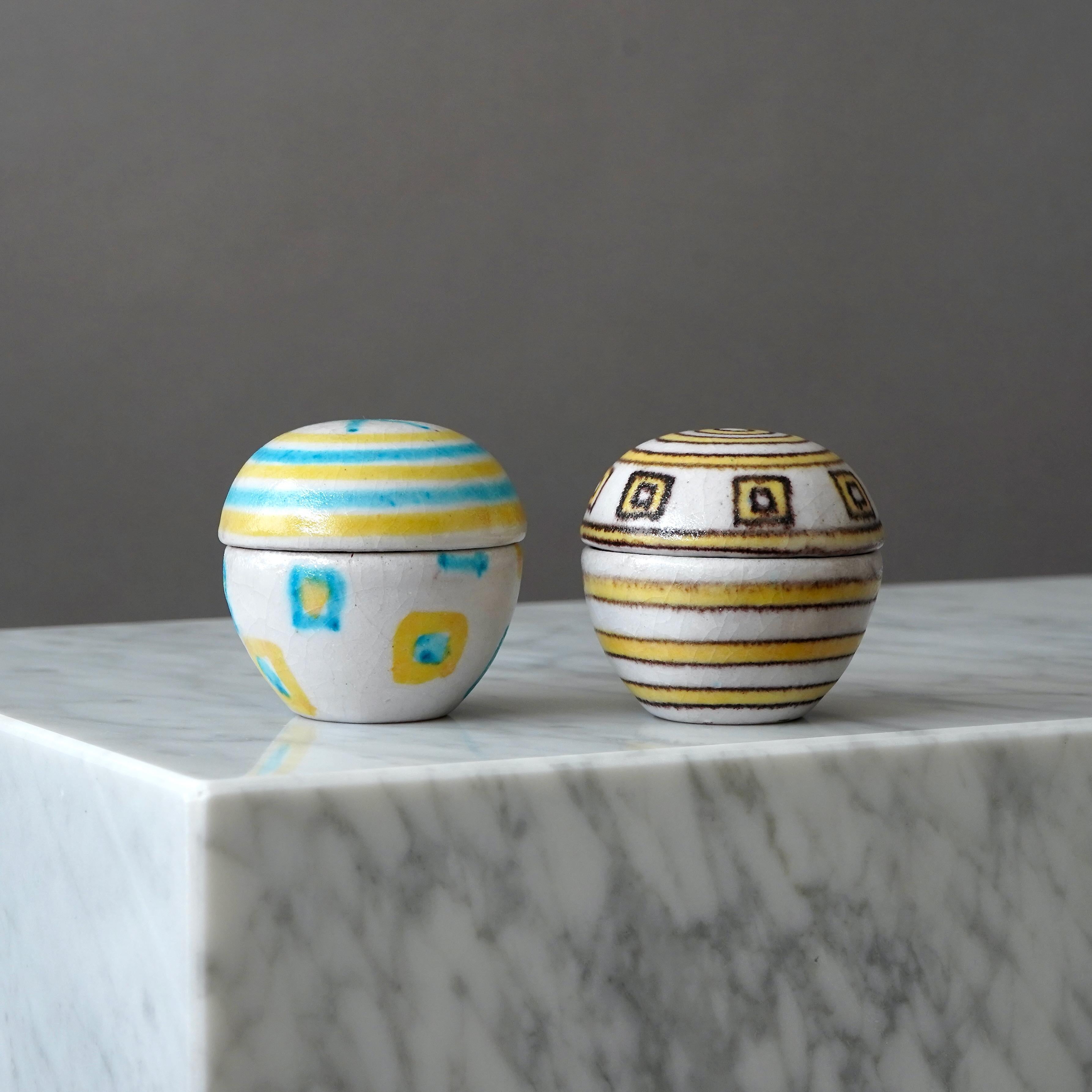 Unique Lidded Ceramic Boxes by Guido Gambone. Florence, Italy, 1950s 2