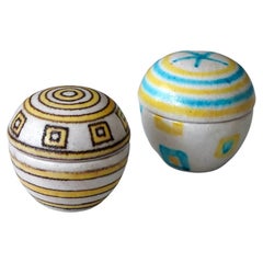 Scatole con coperchio in ceramica uniche di Guido Gambone. Firenze, Italia, anni '50