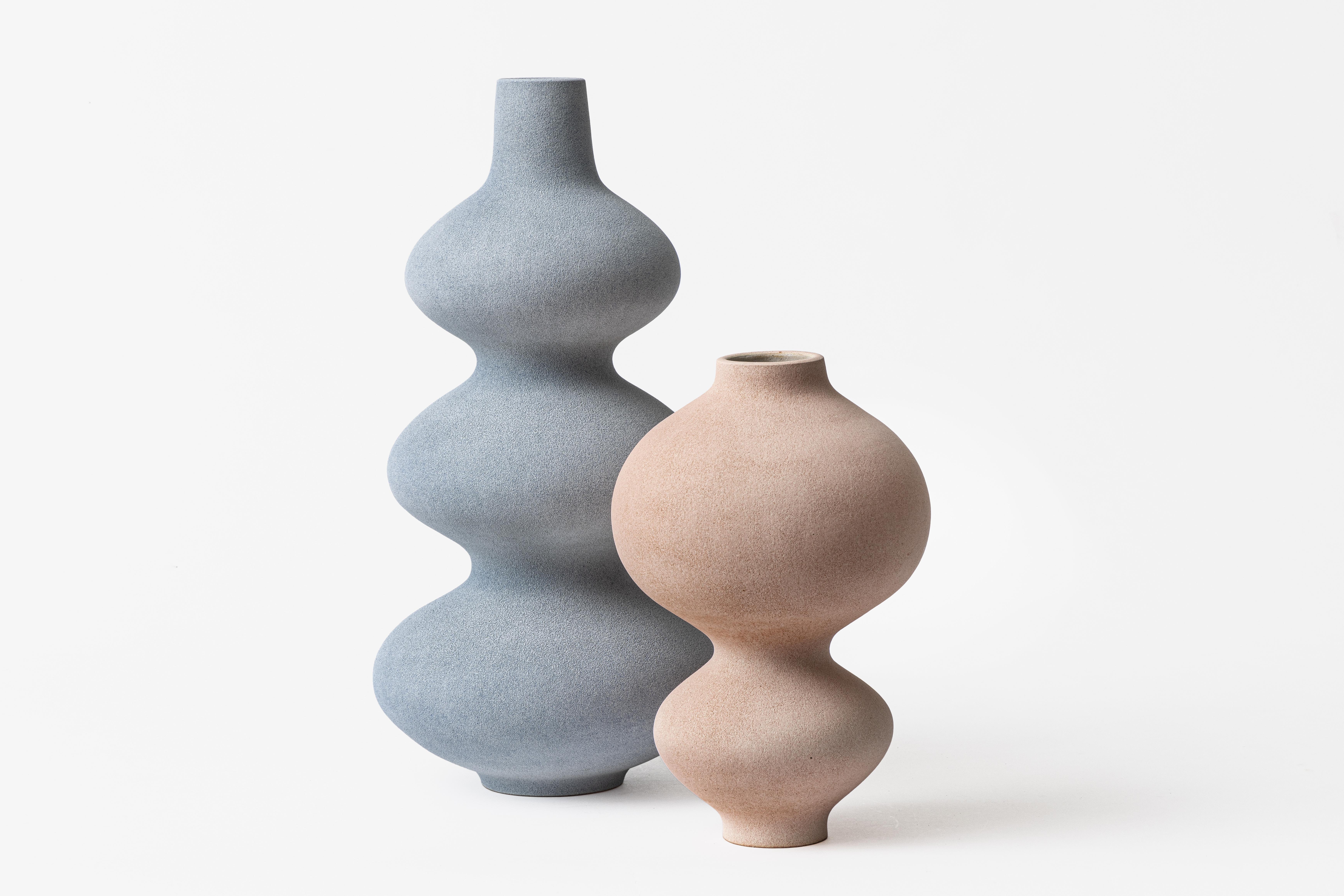 Baluster Vase I, 2023, (Ceramic, C. 17.7 in. h x 8.2 in. w x 8.2 in. d, Object No.: 4148)

Heisselberg Pedersen’s sculptures are hand-modeled from stoneware and glazed with slip-glazes, which give the works a stone-like, dry surface with a rich