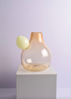 Unique Light Honey Handblown Glass Vessel