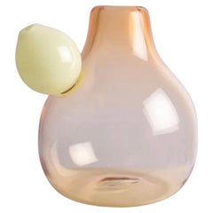 Unique Light Honey Handblown Glass Vessel