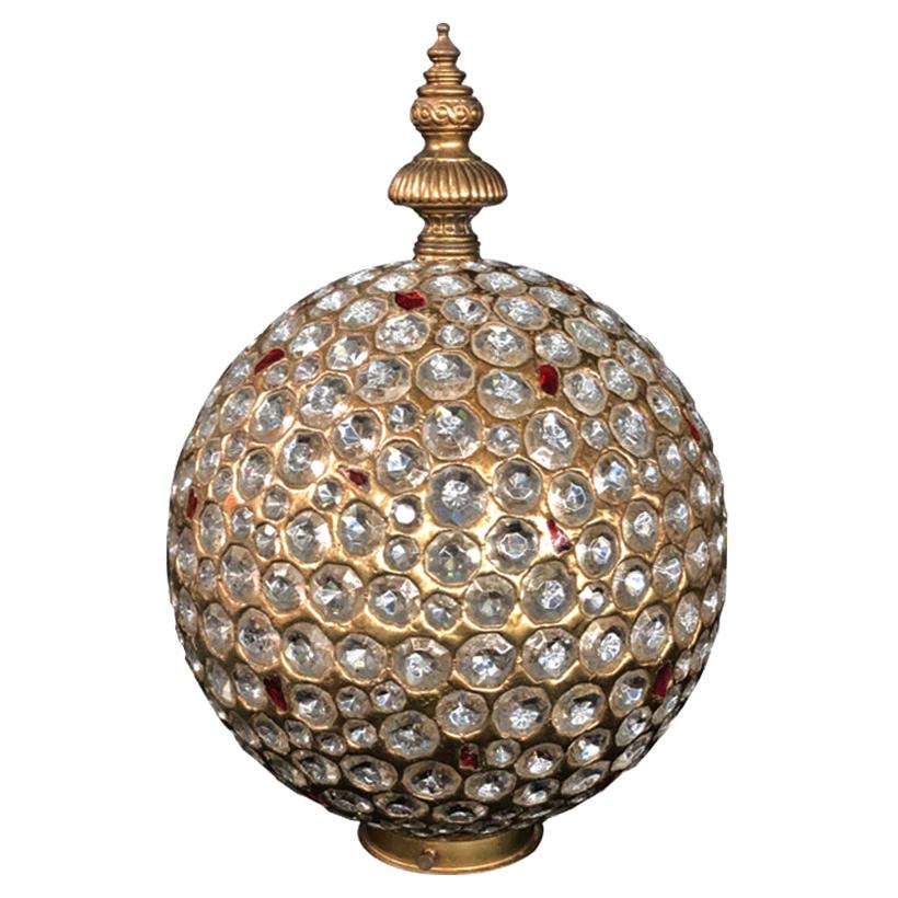 Unique Light Sphere with Hand Molded Brass / Crystal glass Sertissage  For Sale