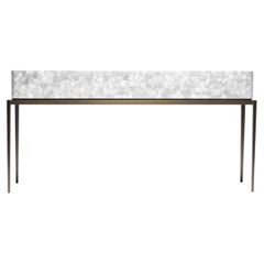 Console "JAYA" in bronzo con gambe e piano bianco opaco, in edizione limitata, firmata Reda Amalou Design