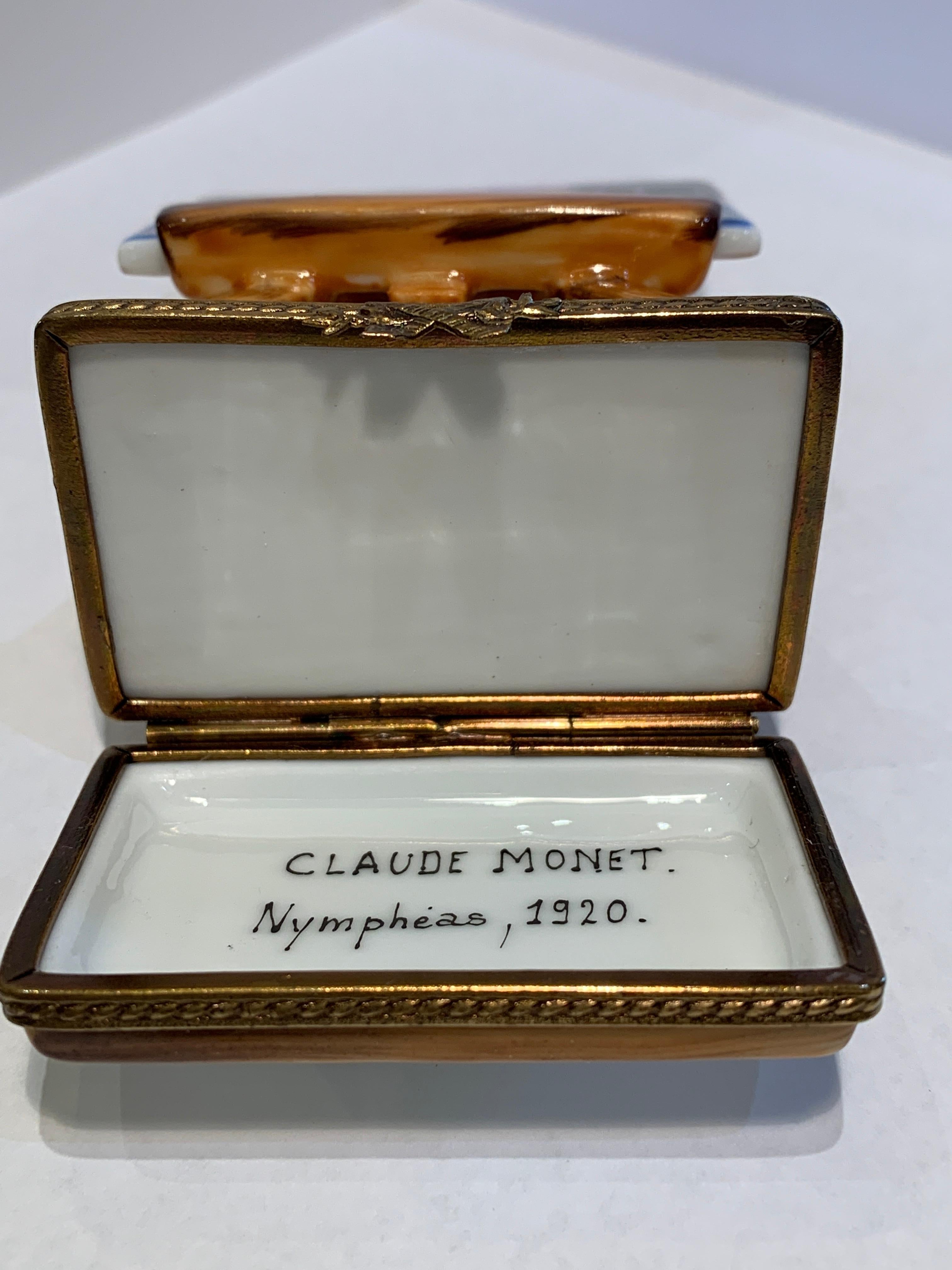 Unique Limoges “Claude Monet Nympheas, 1920” Porcelain Painting on Easel Box 1