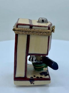 Unique Limoges France Hand Painted Coffee Espresso Maker Porcelain Trinket Box