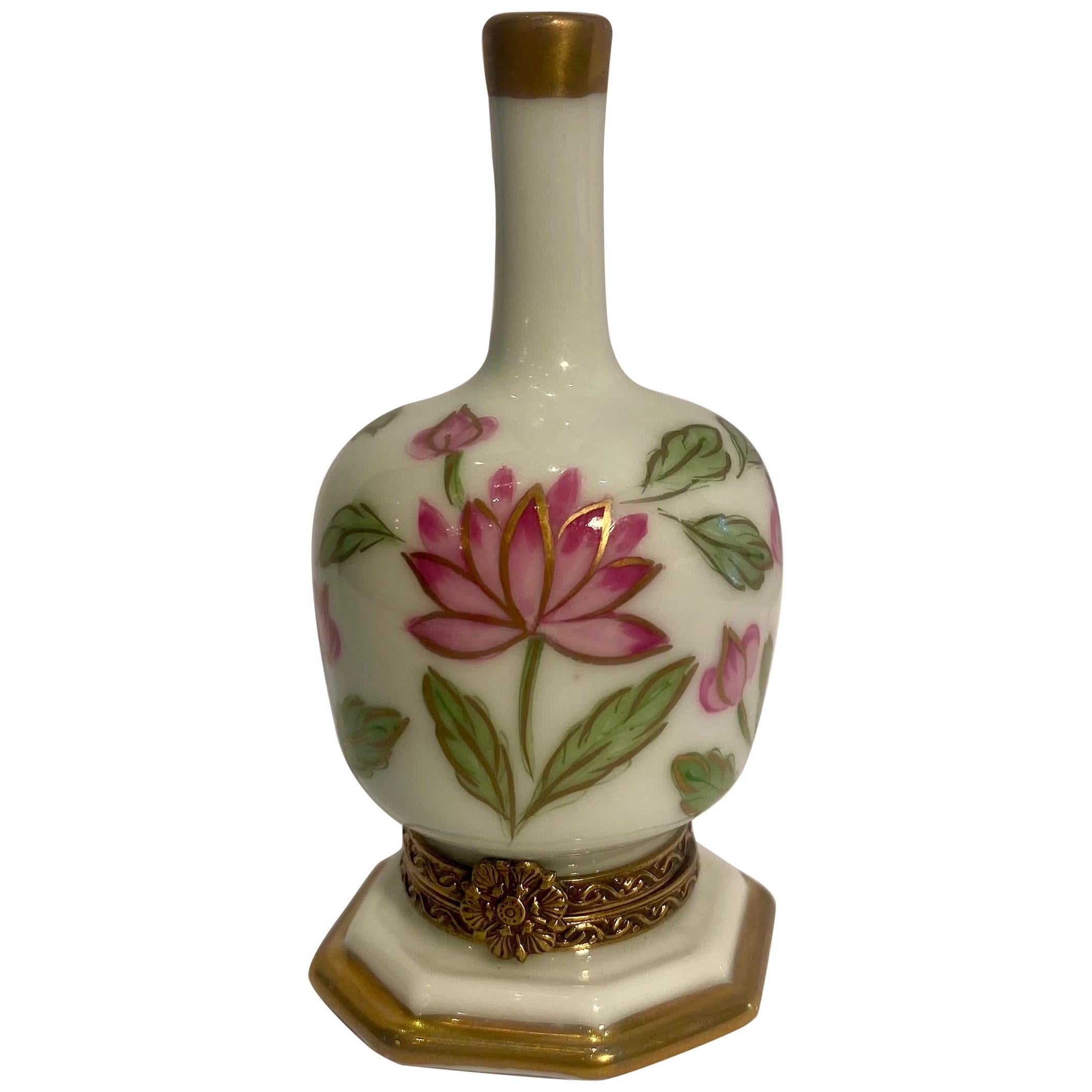 Nice French vase in blue glass enamelled with a white floral decoration all finesse  refined decoration