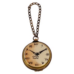 Unique Limoges France Pocket Watch Time for Celebration Trinket Box with Chain