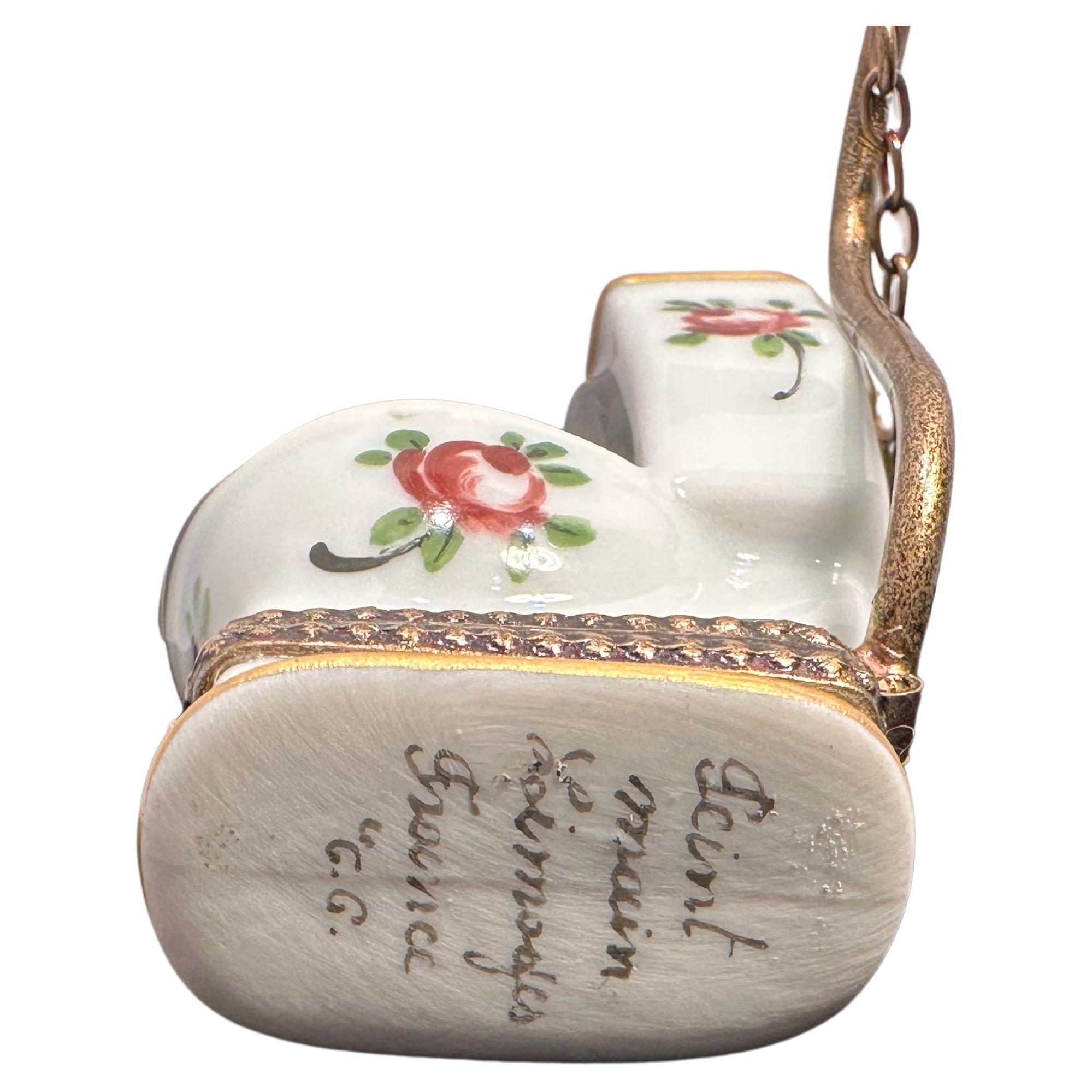 Hand-Crafted Unique Limoges France Toilet Shaped Hand Painted Porcelain Trinket Box