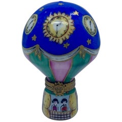 Einzigartige Limoges Rochard Frankreich Hand gemalt Heißluftballon Porzellan Trinket Box