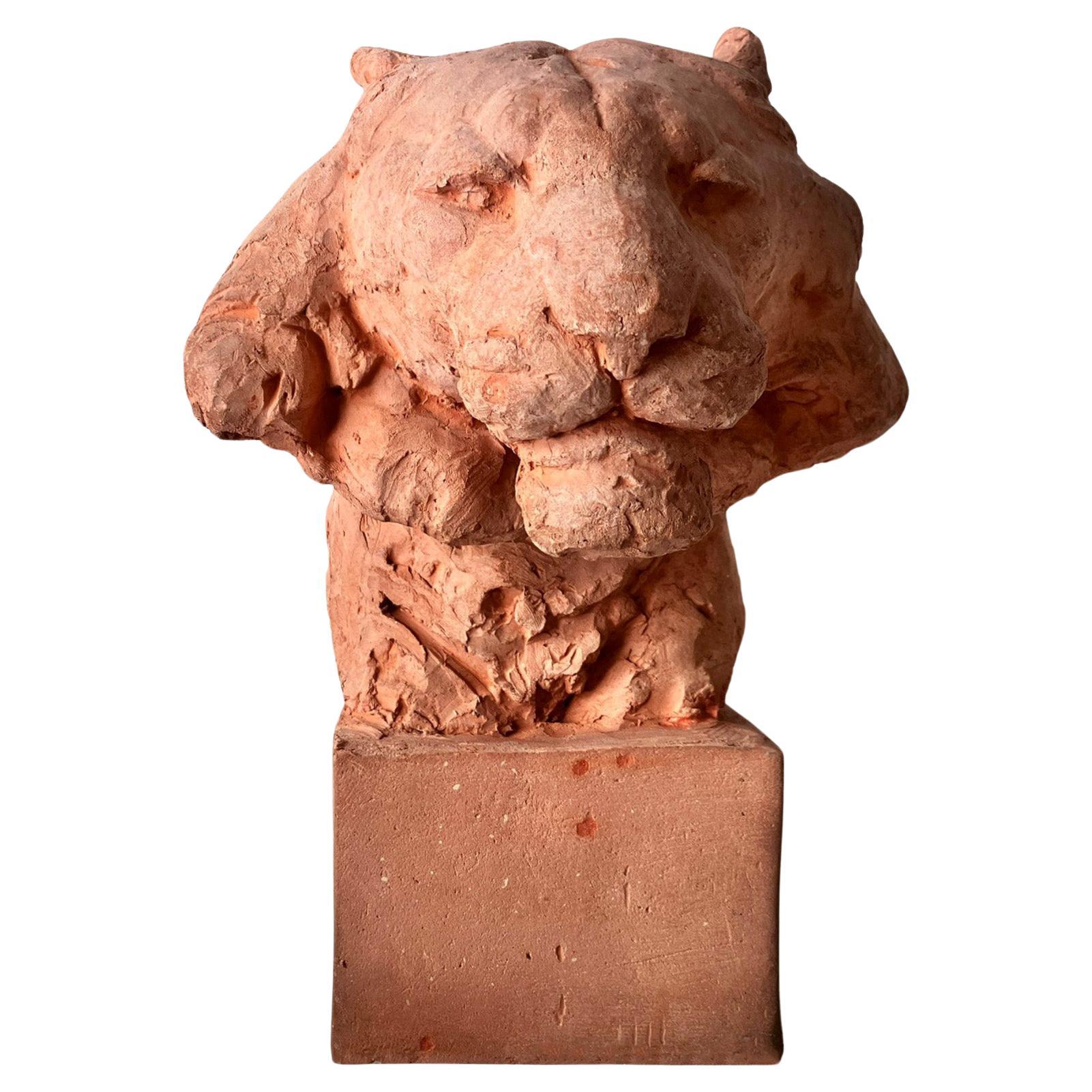 Unique Lion's Terracota head by Cocry.