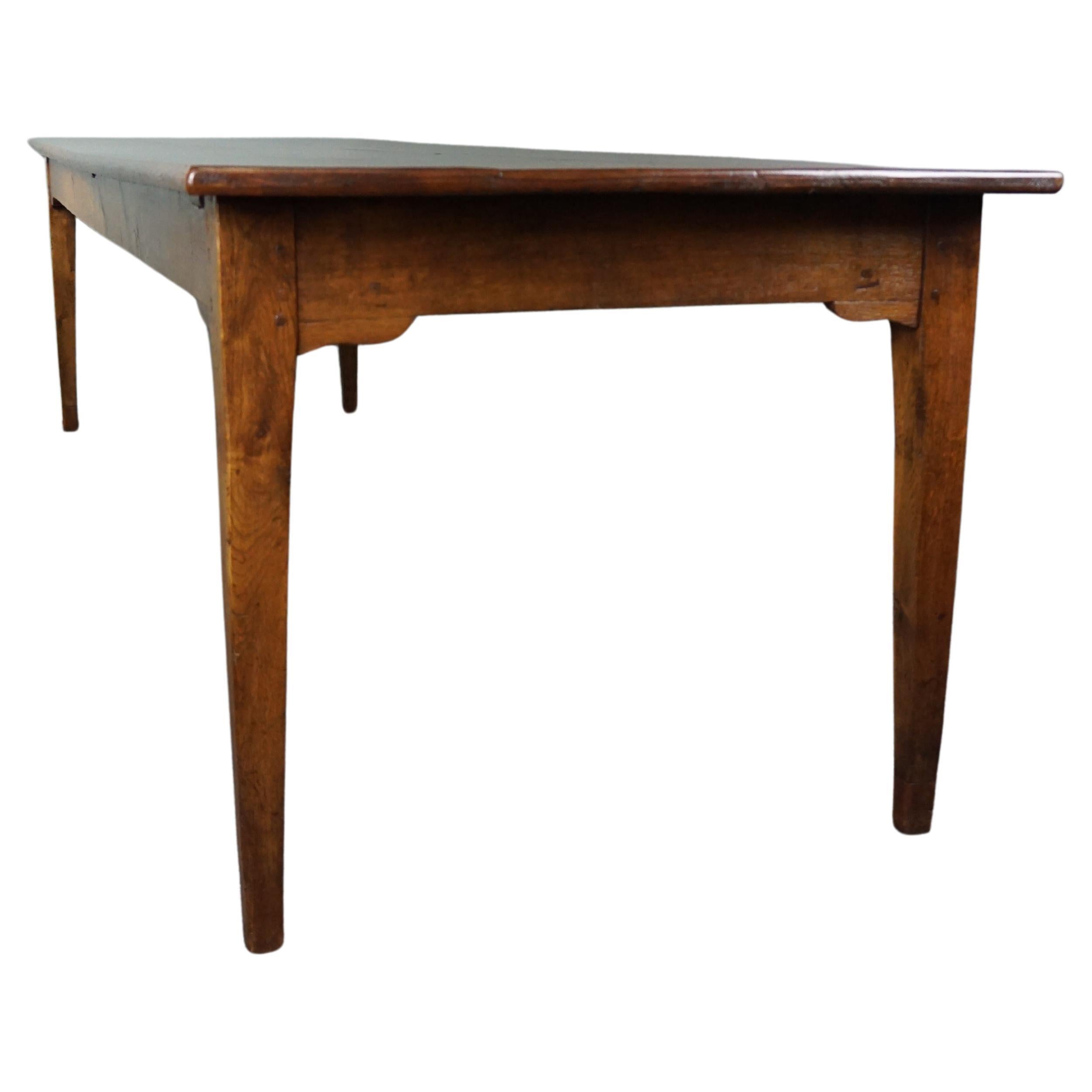 Unique long antique French oak early 19th-century dining table