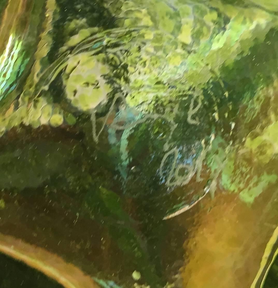 Eine einzigartige lange Vase aus grünem Kunstglas, Skandinavien, 1960er Jahre (Glaskunst) im Angebot