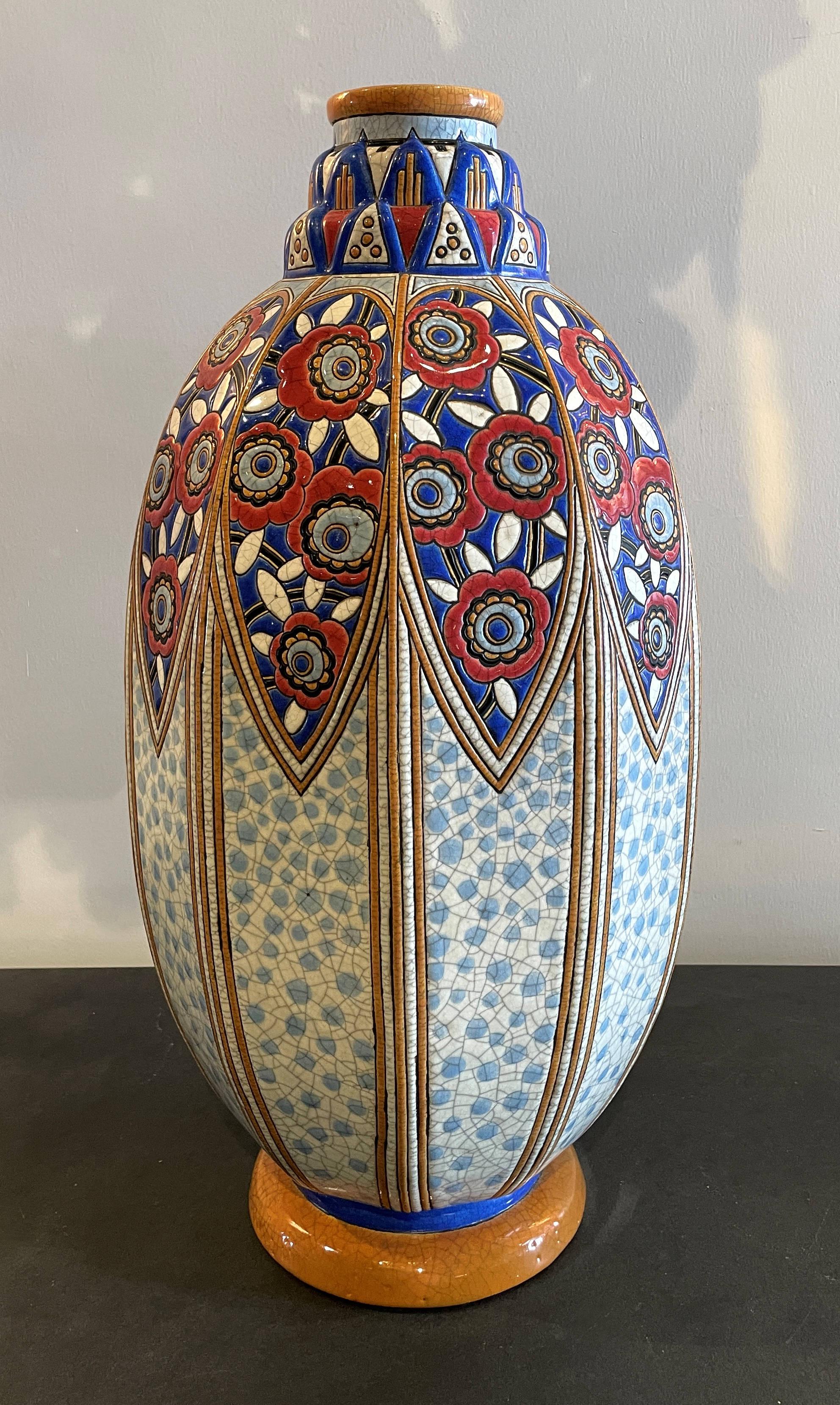 Unique Longwy French Art Deco Vase by Maurice Paul Chevalier June 15, 1928 In Good Condition In Miami, FL