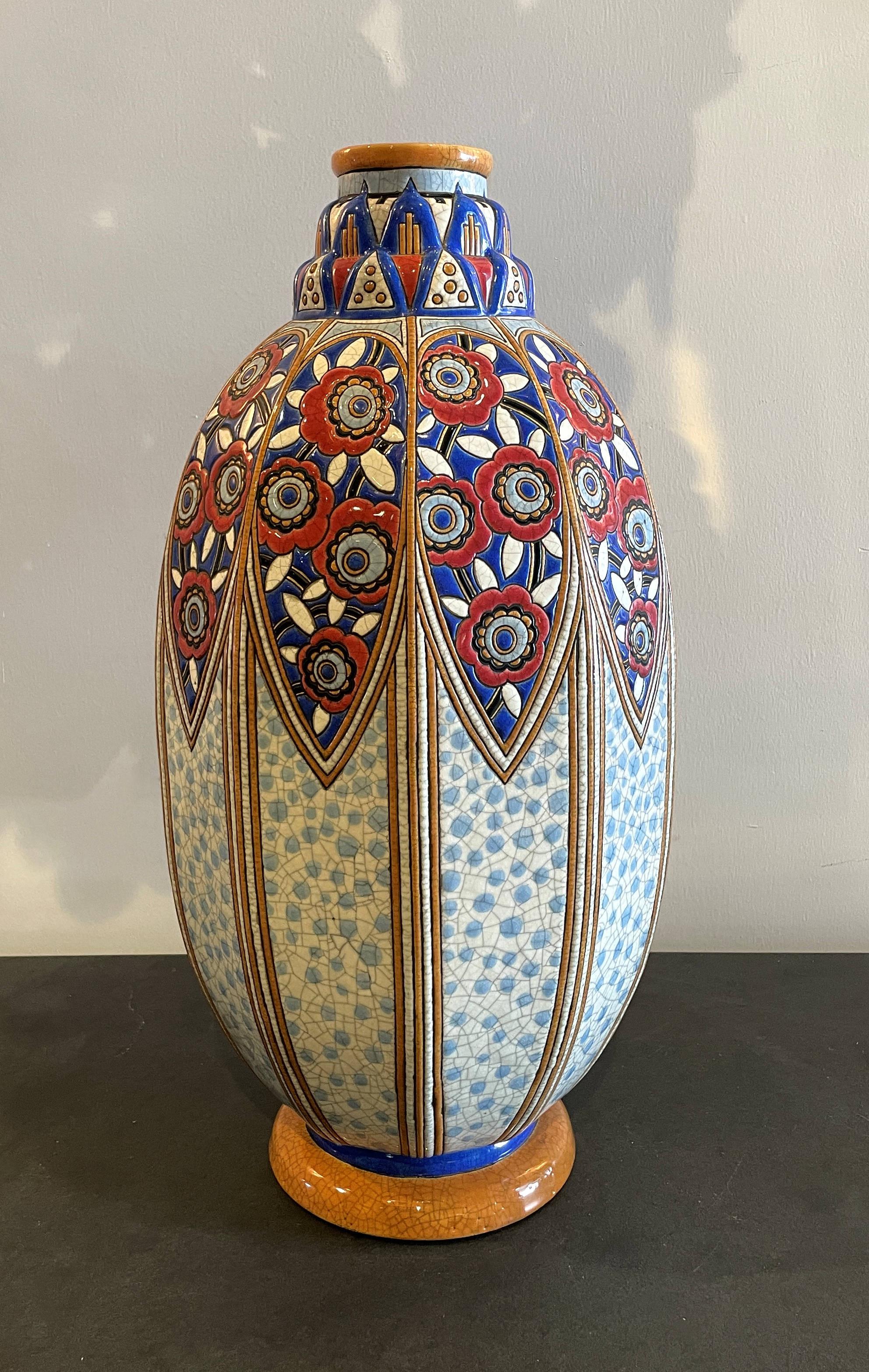 Eine einzigartige Longwy-Vase im französischen Art-déco-Stil von Maurice Paul Chevalier, 15. Juni 1928 im Zustand „Gut“ in Miami, FL