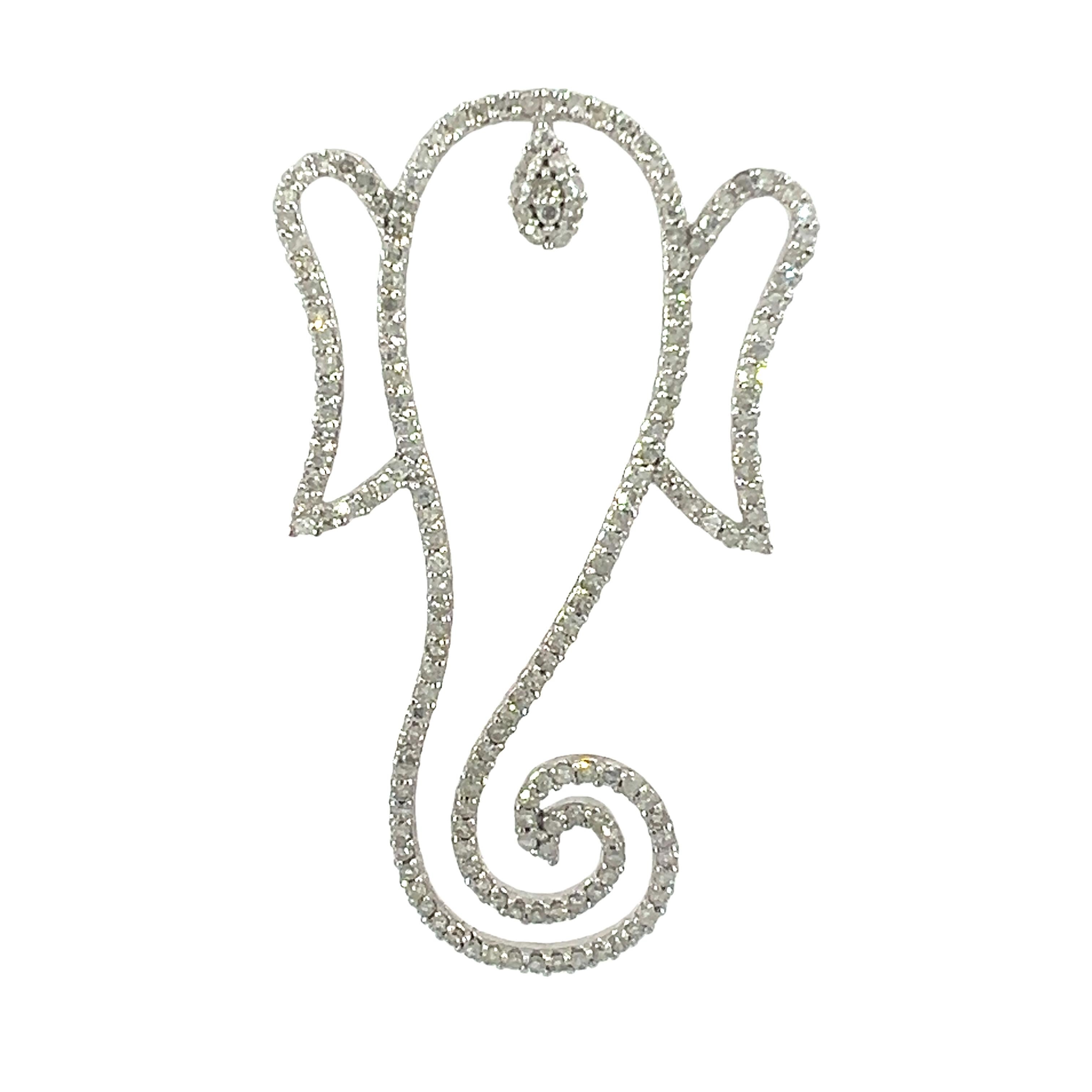 Taglio rotondo Ciondolo di diamanti unico di Lord Ganesh in vendita