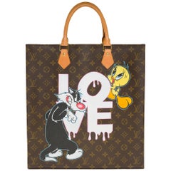 UNIQUE Louis Vuitton Plat handbag in Monogram canvas customized "LOVE"