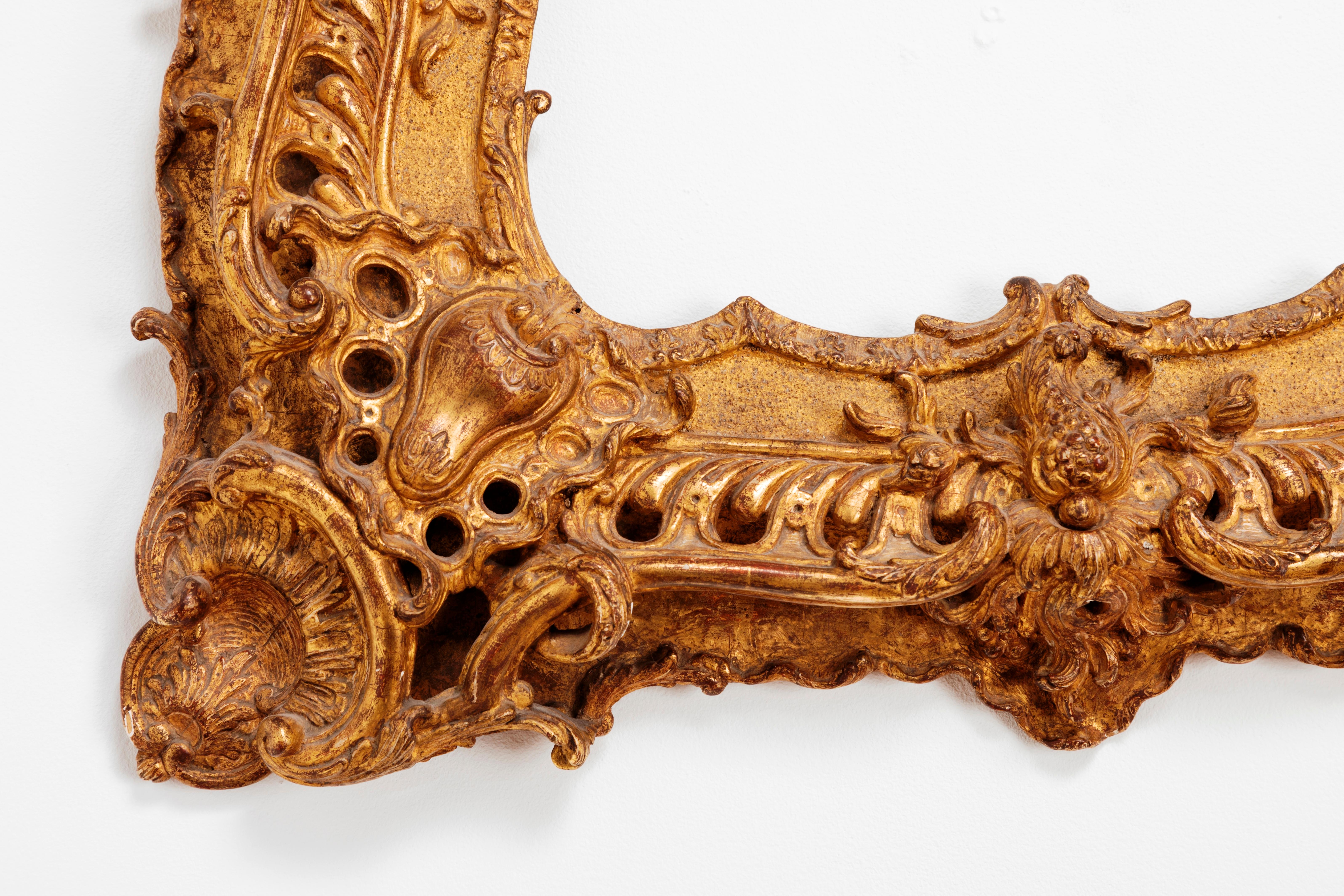 Unique Louis XV Period French Rococo Extraordinary Carved Giltwood Frame/Mirror For Sale 1