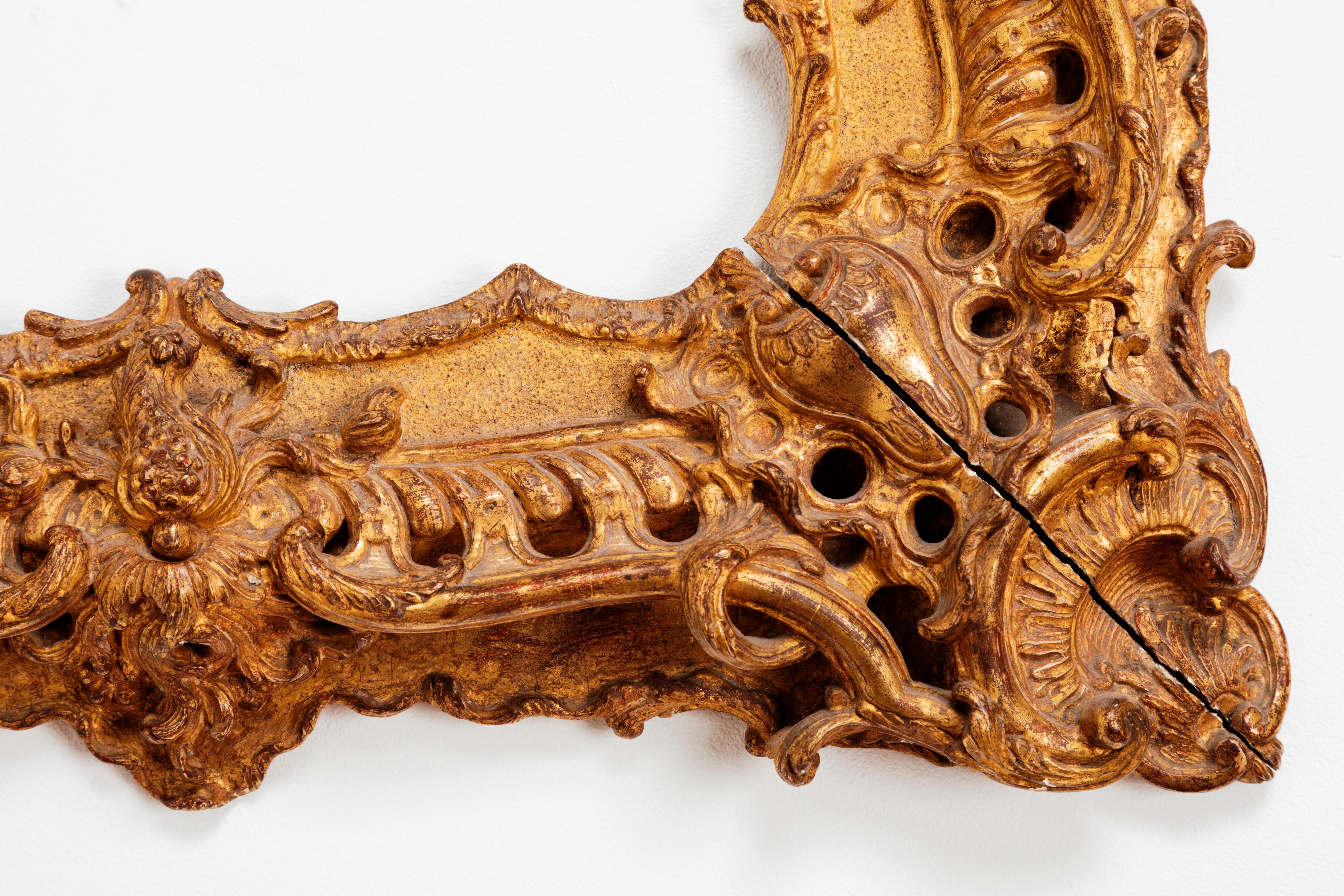 Unique Louis XV Period French Rococo Extraordinary Carved Giltwood Frame/Mirror For Sale 2