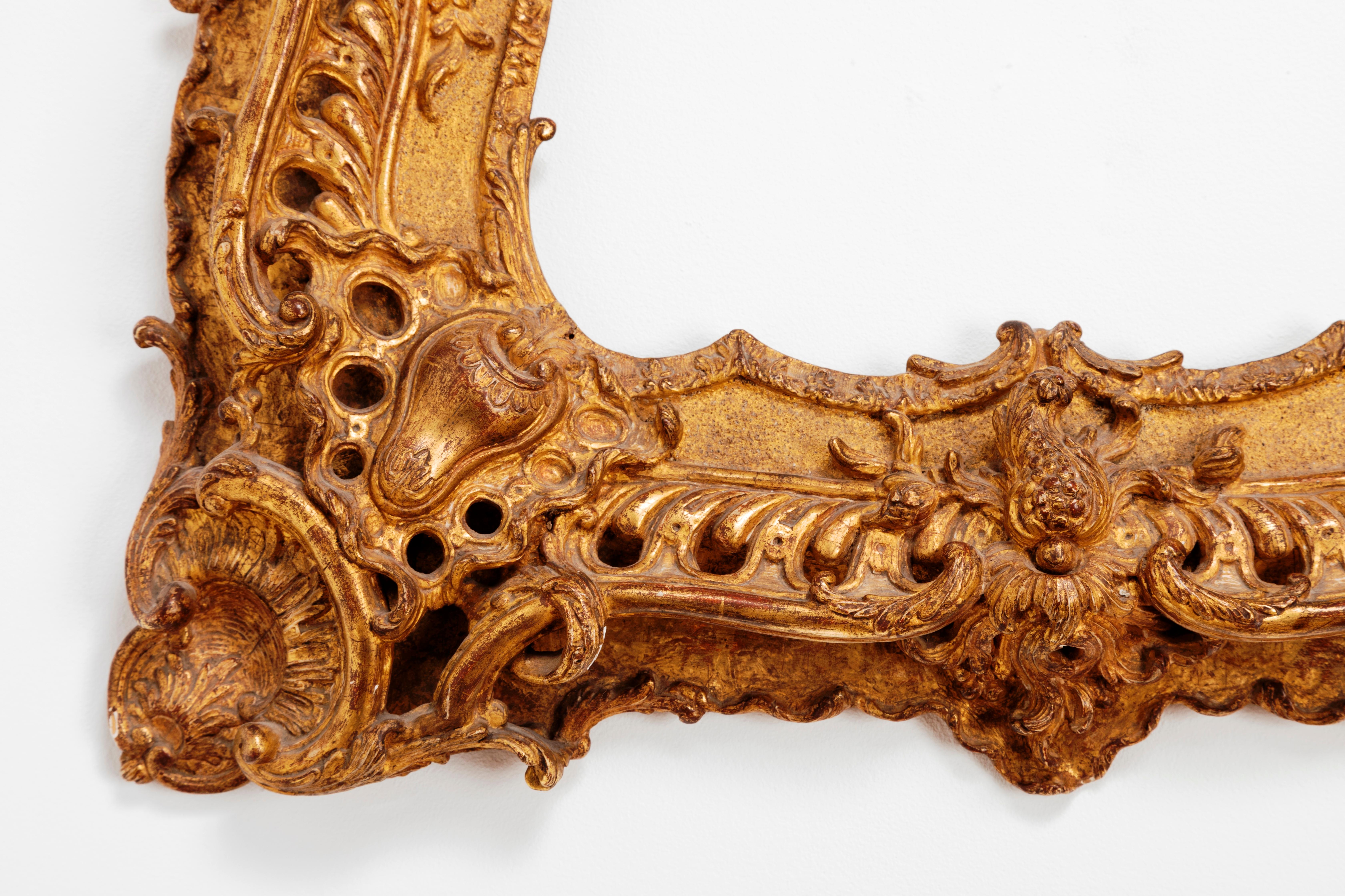 Unique Louis XV Period French Rococo Extraordinary Carved Giltwood Frame/Mirror For Sale 3
