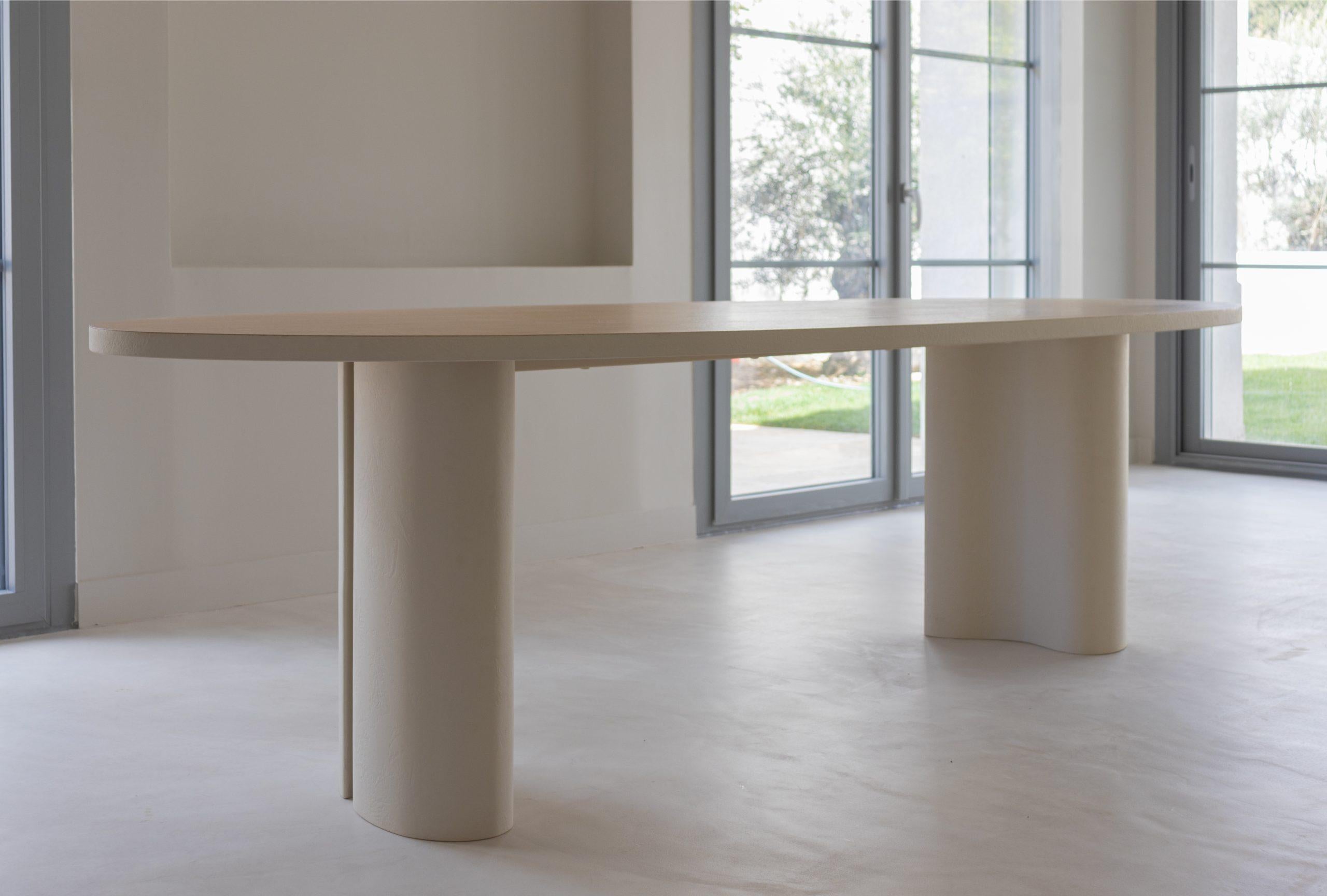 Unique Louka Dining Table Signed by Gigi Design
Dimensions: D280 x W90 x H74 cm
Materials: Natural oak veneer
 
Inspired by Greece, the table Louka is generous and pure.
Its large asymmetrical top of is veneered in natural oak.
We realized a lacquer