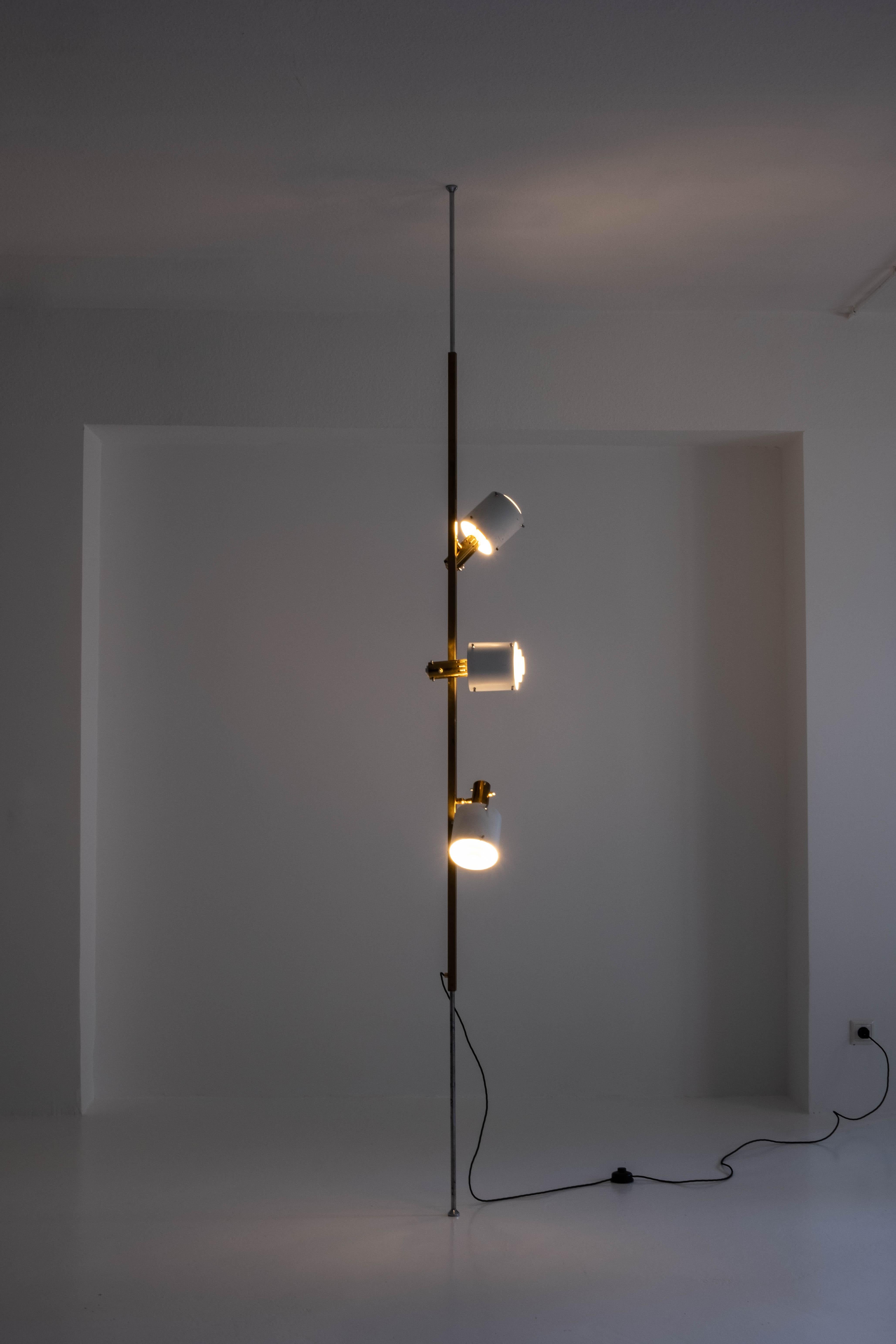 Mid-Century Modern Unique Luminaire/ Light / Floor Lamp Clamped Between the Ceiling and Floor