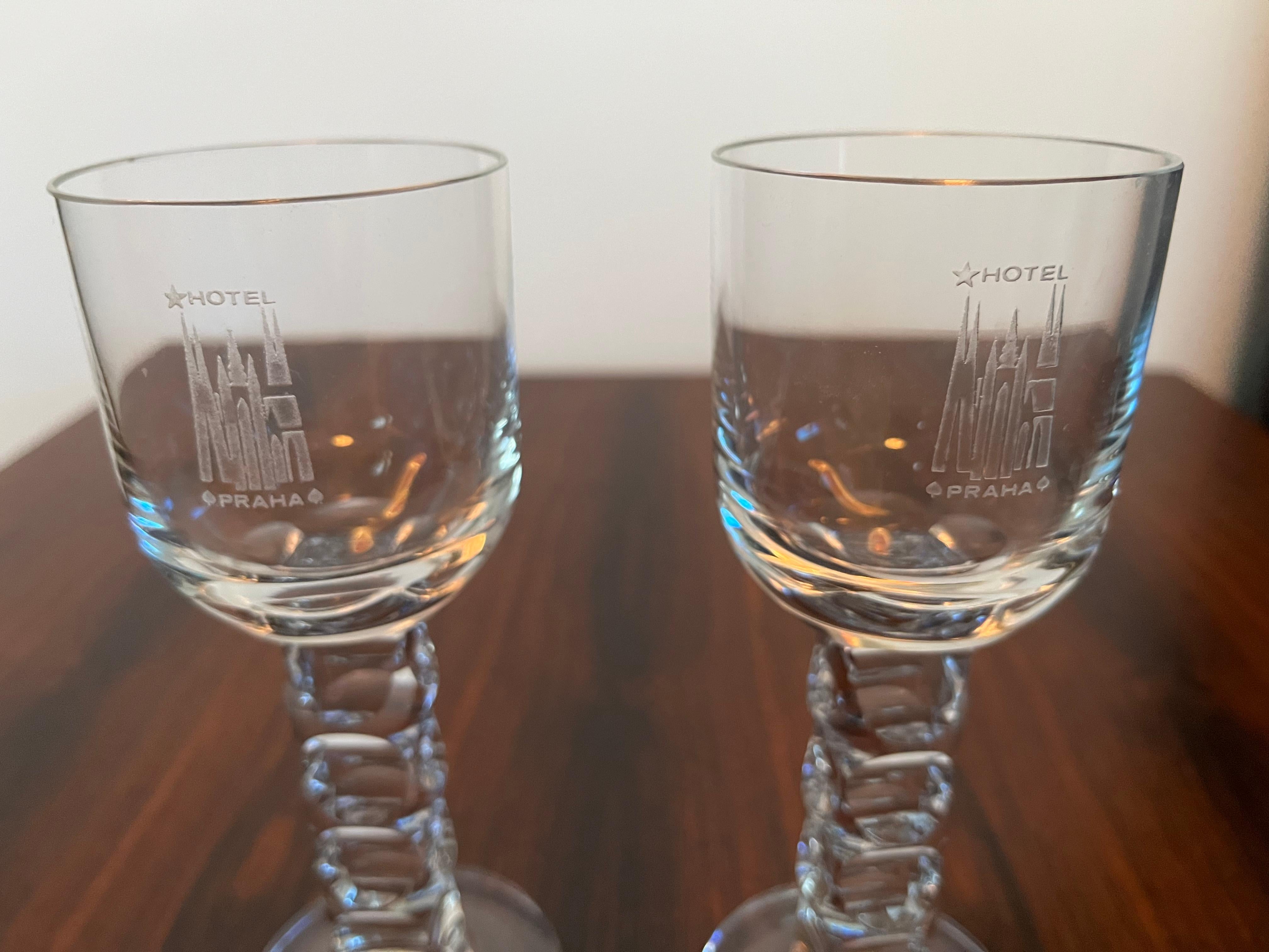 Czech Unique Luxurious Set of 7 Design Glasses by Moser for Hotel Prag, 1970s For Sale