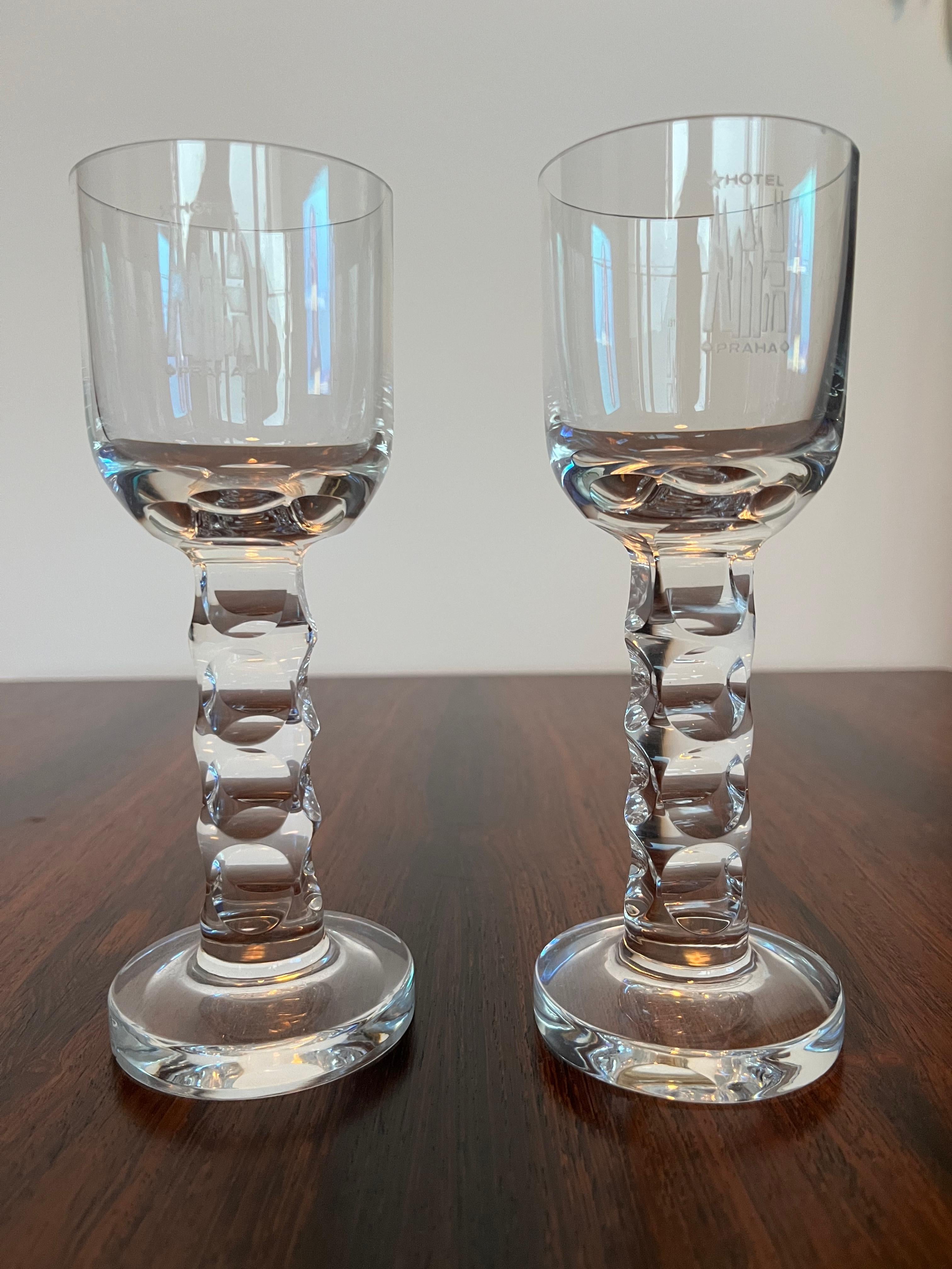 Unique Luxurious Set of 7 Design Glasses by Moser for Hotel Prag, 1970s In Good Condition For Sale In Praha, CZ