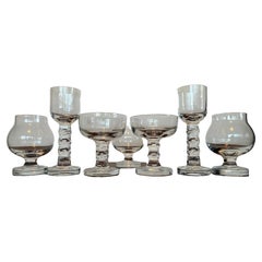Unique Luxurious Set of 7 Design Glasses by Moser for Hotel Prag, 1970s