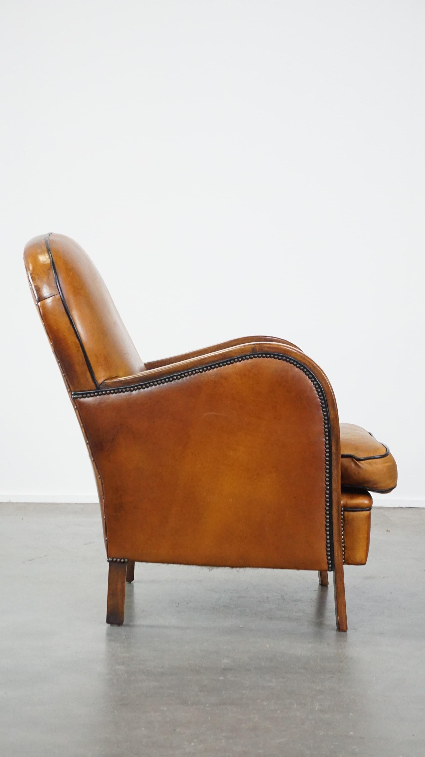 Dutch Unique, luxurious sheepskin armchair combined with wood For Sale