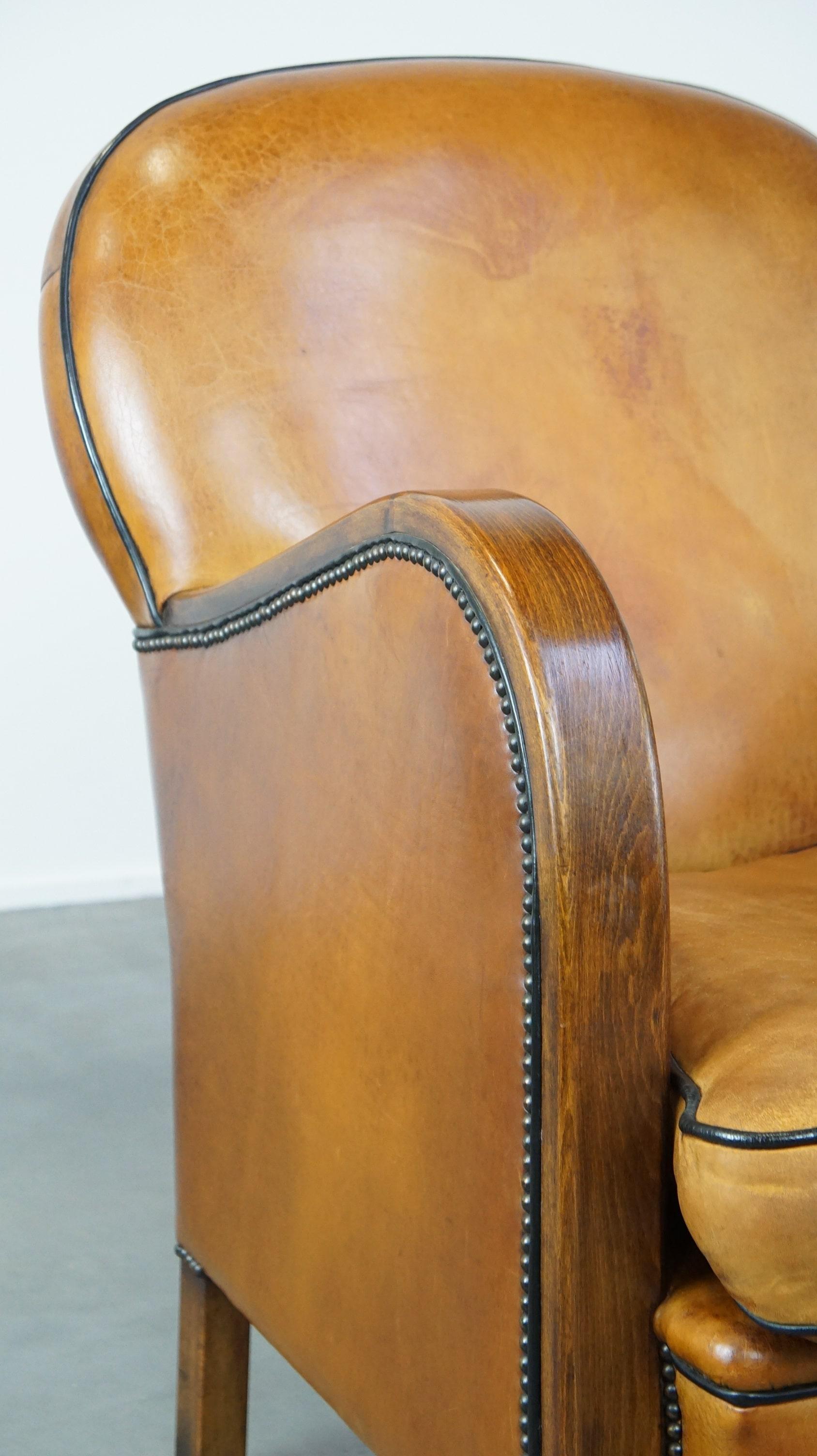 Unique, luxurious sheepskin armchair combined with wood For Sale 2