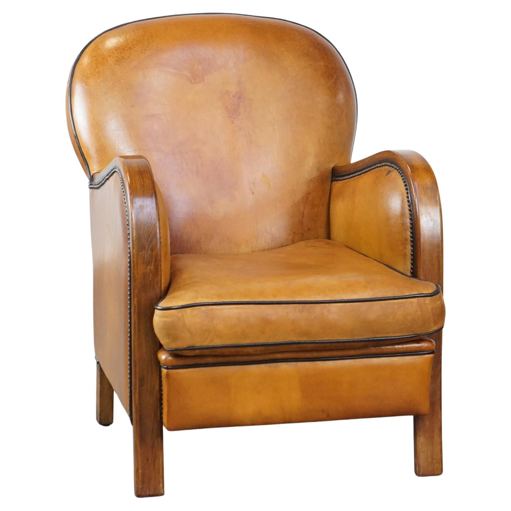 Unique, luxurious sheepskin armchair combined with wood