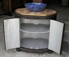 Unique Luxury Modern Wedding Gift of Vanity with Bright Blue Lapis Lazuli Sink