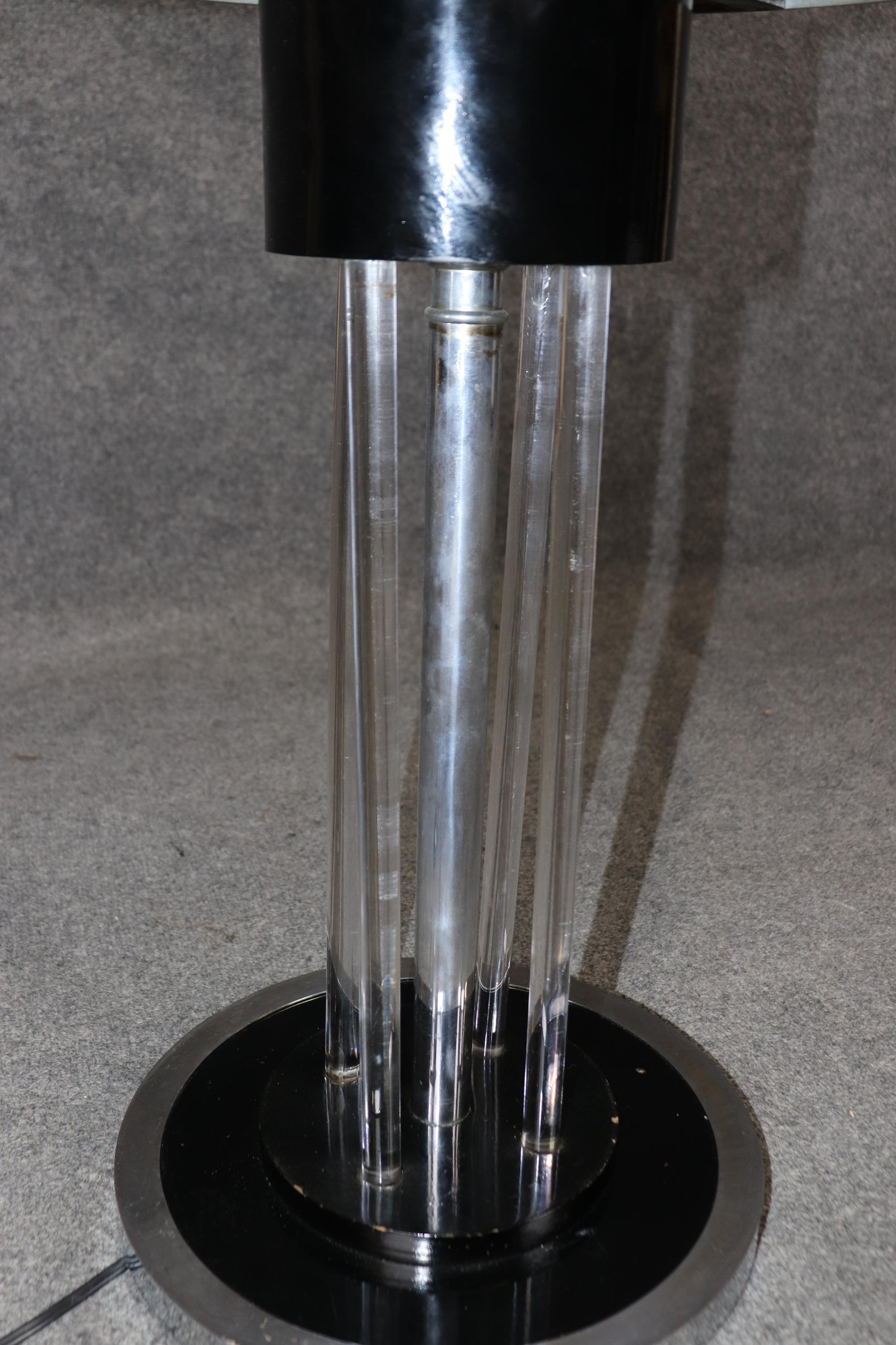 Unique Machine Age or Art Deco Glass and Chrome Lighted Pedestal Table For Sale 3