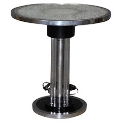 Unique Machine Age ou Art Deco Verre et Chrome Pedestal Lights