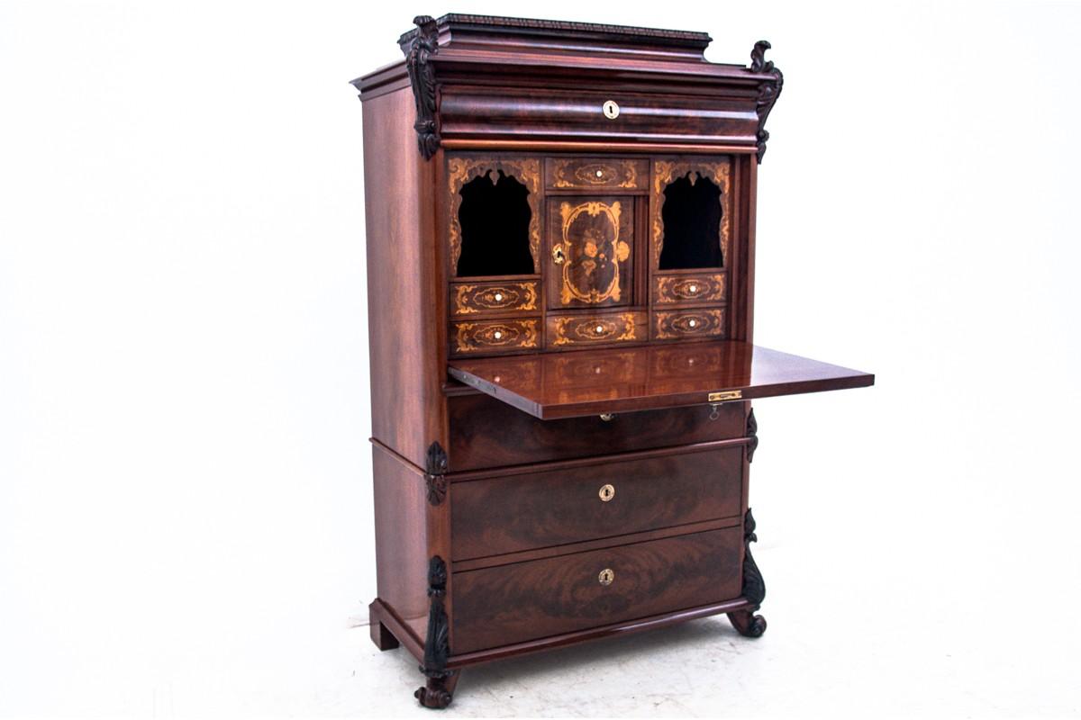 Unique Mahogany Antique Secretary Desk, Northern Europe, circa 1860 For Sale 2