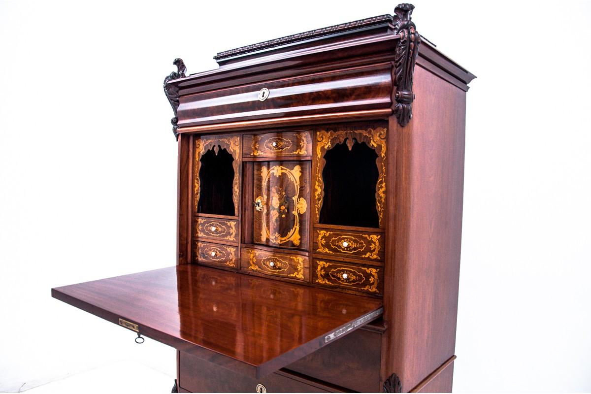 Biedermeier Unique Mahogany Antique Secretary Desk, Northern Europe, circa 1860 For Sale