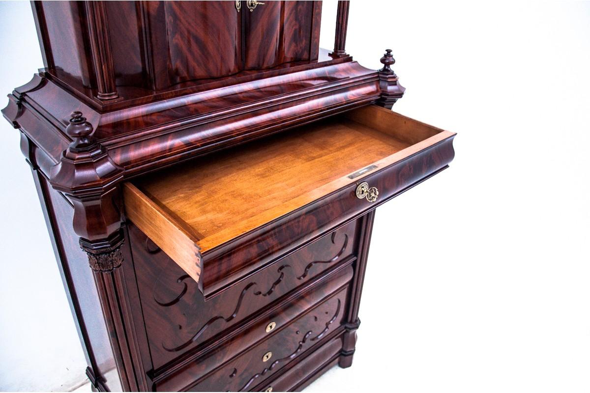 Unique Mahogany Antique Secretary Desk, Northern Europe, circa 1870 In Good Condition In Chorzów, PL