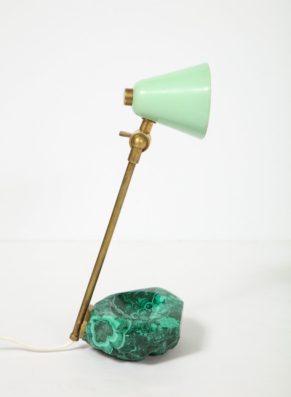 Mid-Century Modern Unique Malachite Desk Lamp by Fedele Papagni For Sale