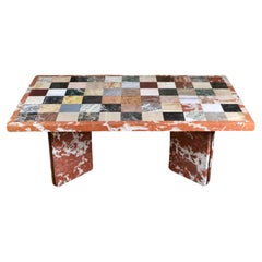 Unique marble marquetry coffee table, anonymous, France, 1970s