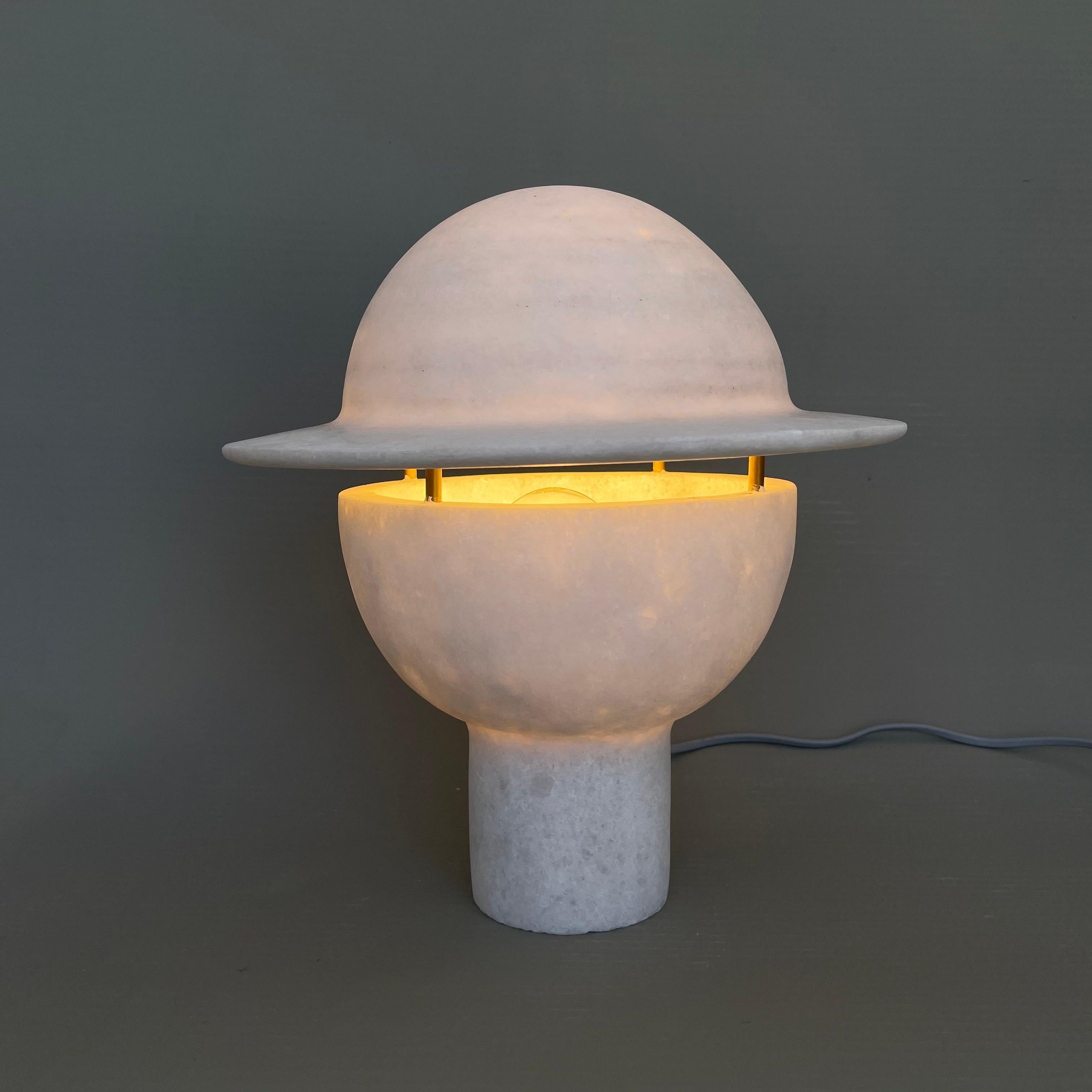 Unique Marble table lamp by Tom von Kaenel
Dimensions: W 28 x 23 cm
Materials: Marble

All the artworks of Tom von Kaenel are unique, handcrafted by himself.
The stones all come from the surrounding marble quarries of the island. The Naxian