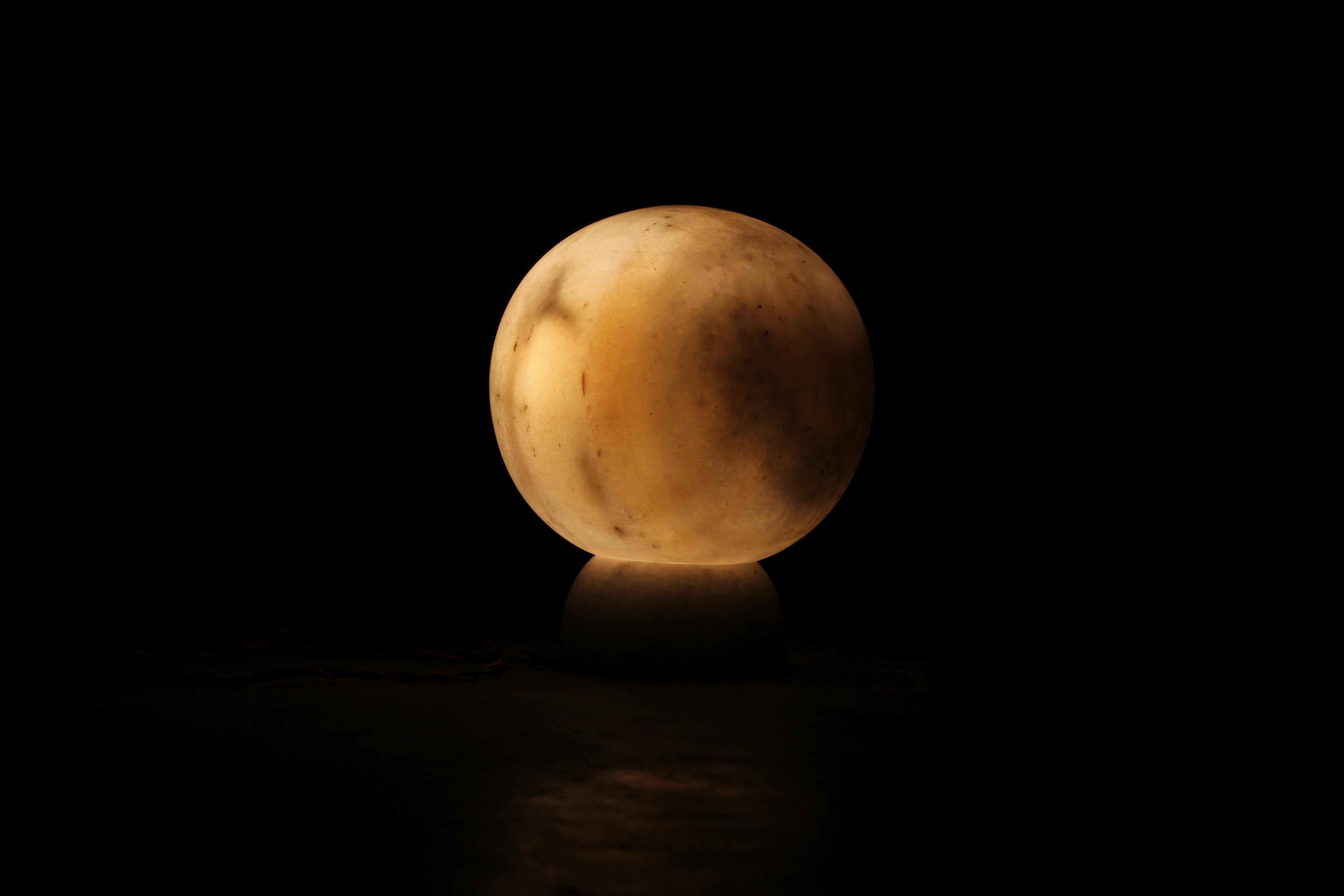 Contemporary Table Lamp Marble Unique Nearness III 'Moonlight' by Alba Abiad and Naveen Jose For Sale