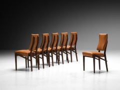 Set unico di sei sedie da pranzo Mario Oreglia con struttura scultorea in legno
